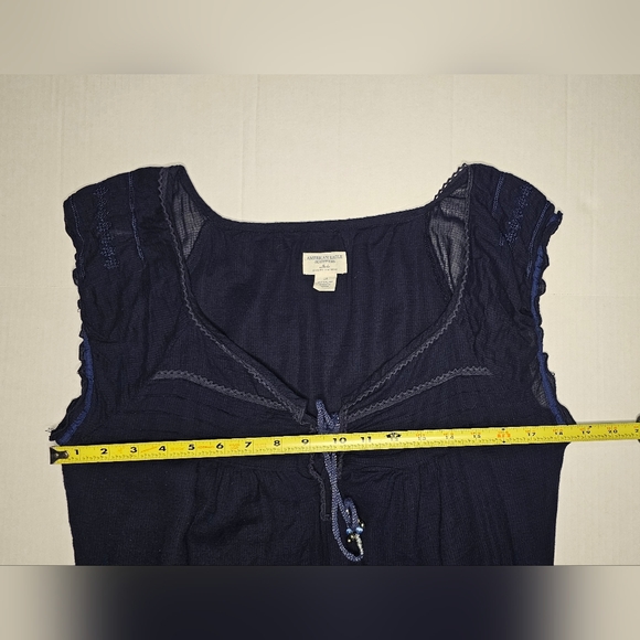 [AEO] Navy Blue Cap Sleeve Vintage Y2K Boho Mini Dress - 14 Navy Blue - Picture 10 of 15